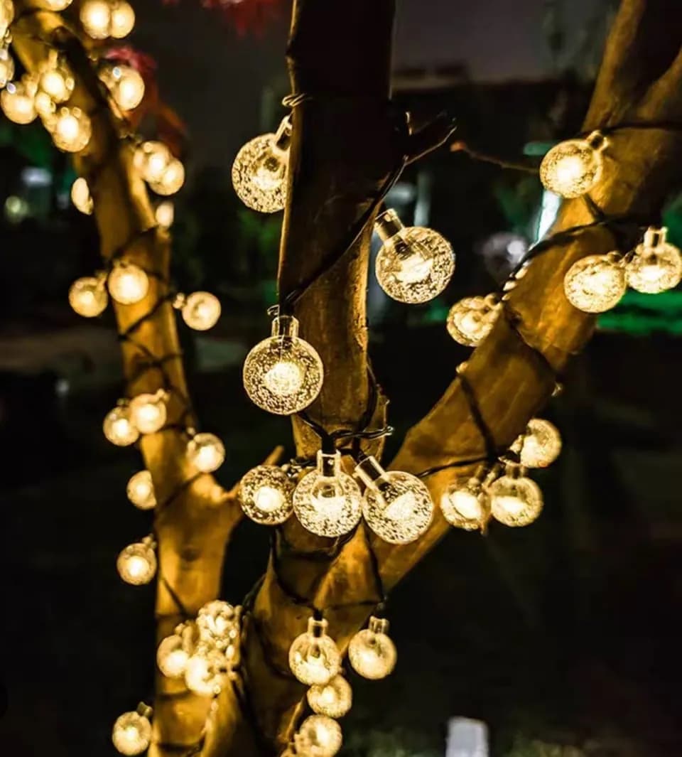 Lampa Solarna Girlanda Ogrodowa Kule Bubble Ciepła Biel 6szt