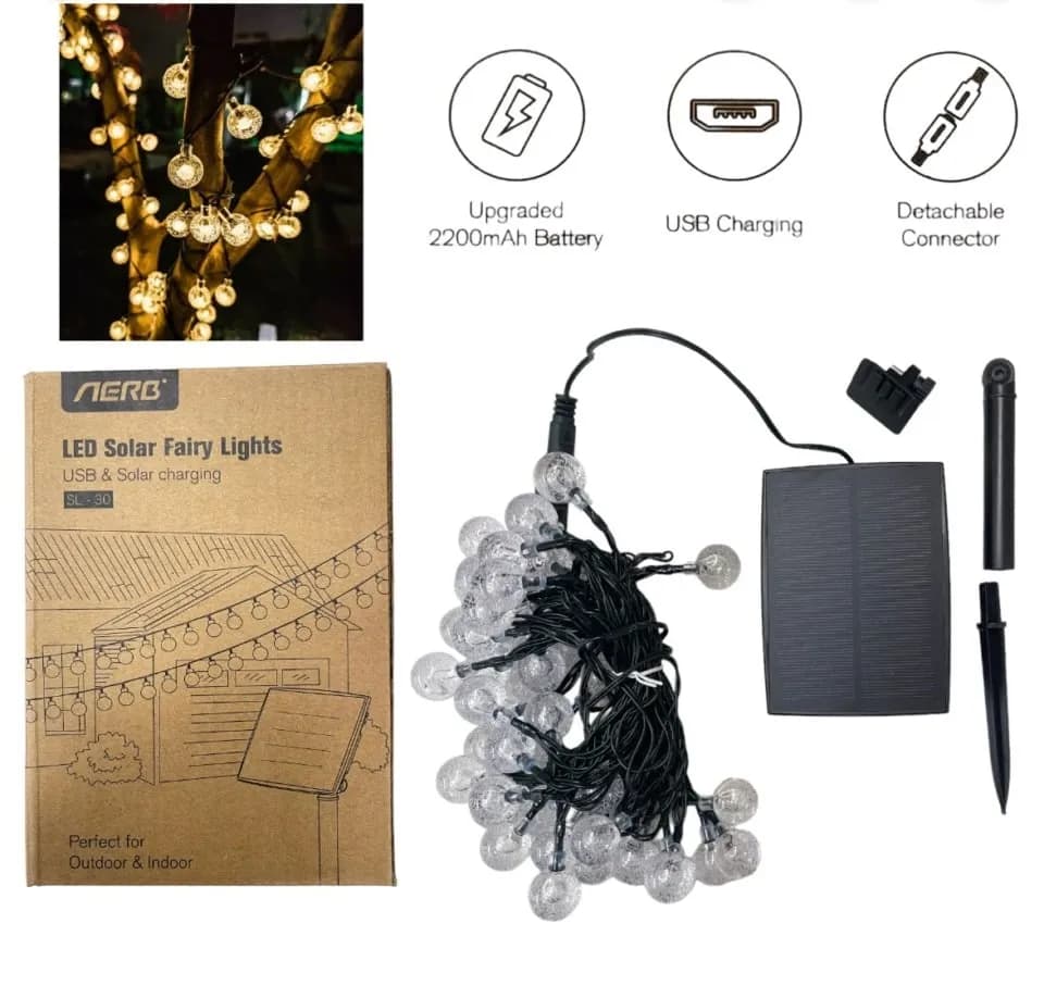 Lampa Solarna Girlanda Ogrodowa Kule Bubble Ciepła Biel 6szt