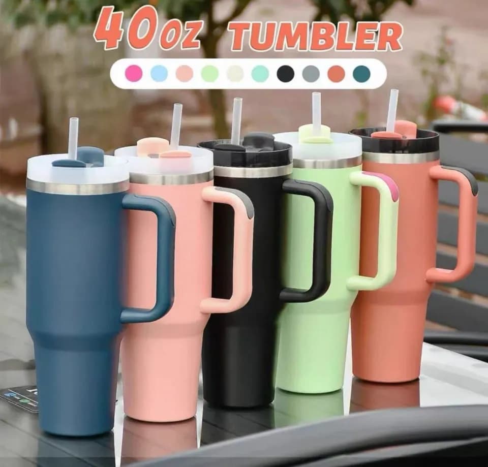 Kubek Thermos 1.2l Tumbler 40oz z uchwytem i słomką czarny