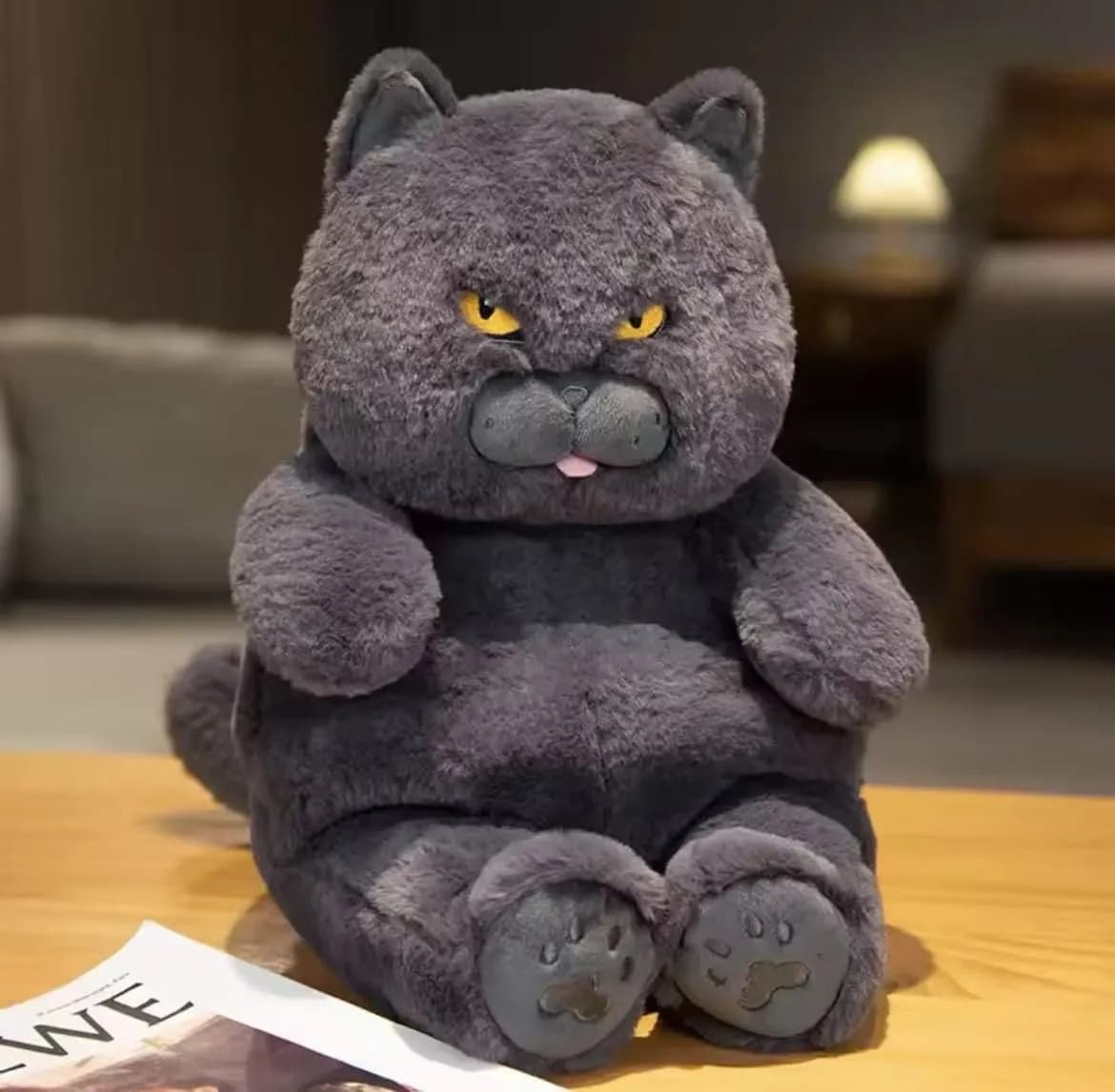 Maskotka Pluszowa Szary Kot 35cm na Siedząco Zrzędliwy