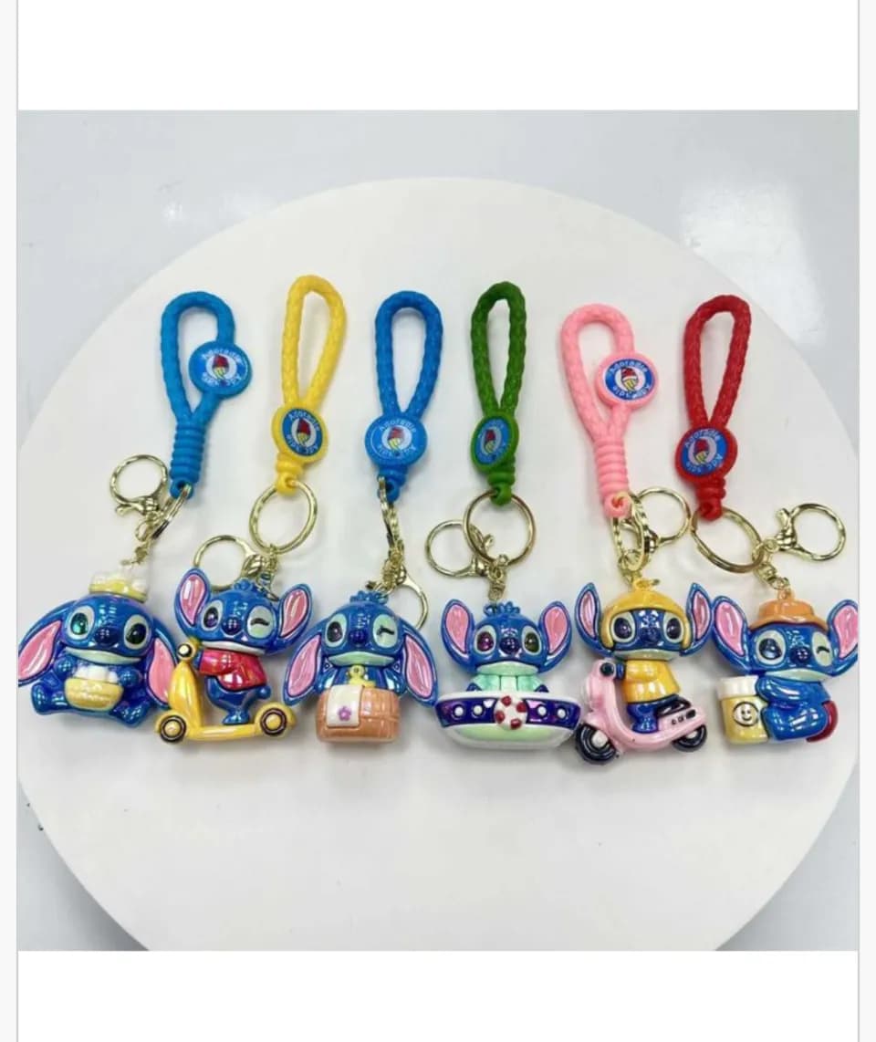 Brelok do Kluczy Stitch z Plecionym Paskiem Mix Wzorów 24 szt.