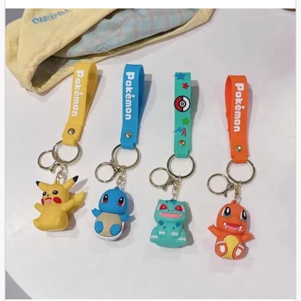Brelok do Kluczy Pokemon z Gumowym Paskiem 3D - Mix Wzorów