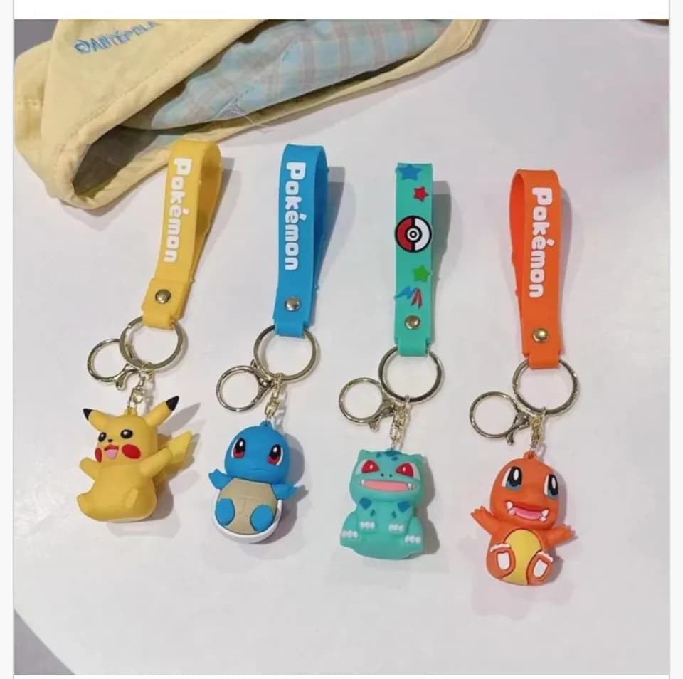 Brelok do Kluczy Pokemon z Gumowym Paskiem 3D - Mix Wzorów