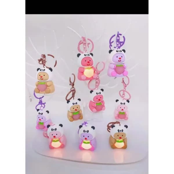 Brelok do Kluczy Świecący Panda w Owocu, Mix Kolorów, 12 szt.