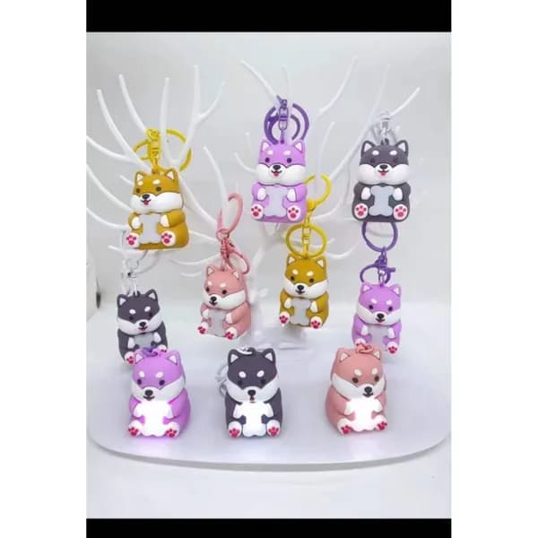 Brelok do Kluczy Piesek Shiba Inu z Podświetleniem LED, 12 szt.