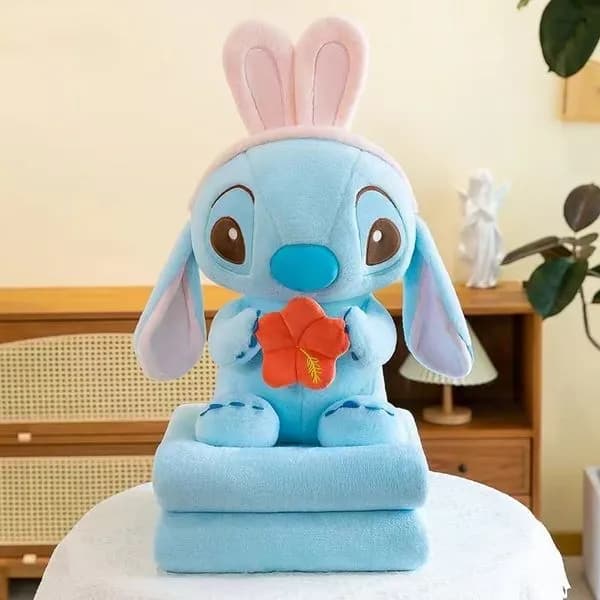Maskotka na Kocyk Stitch z Uszami Królika i Kwiatem