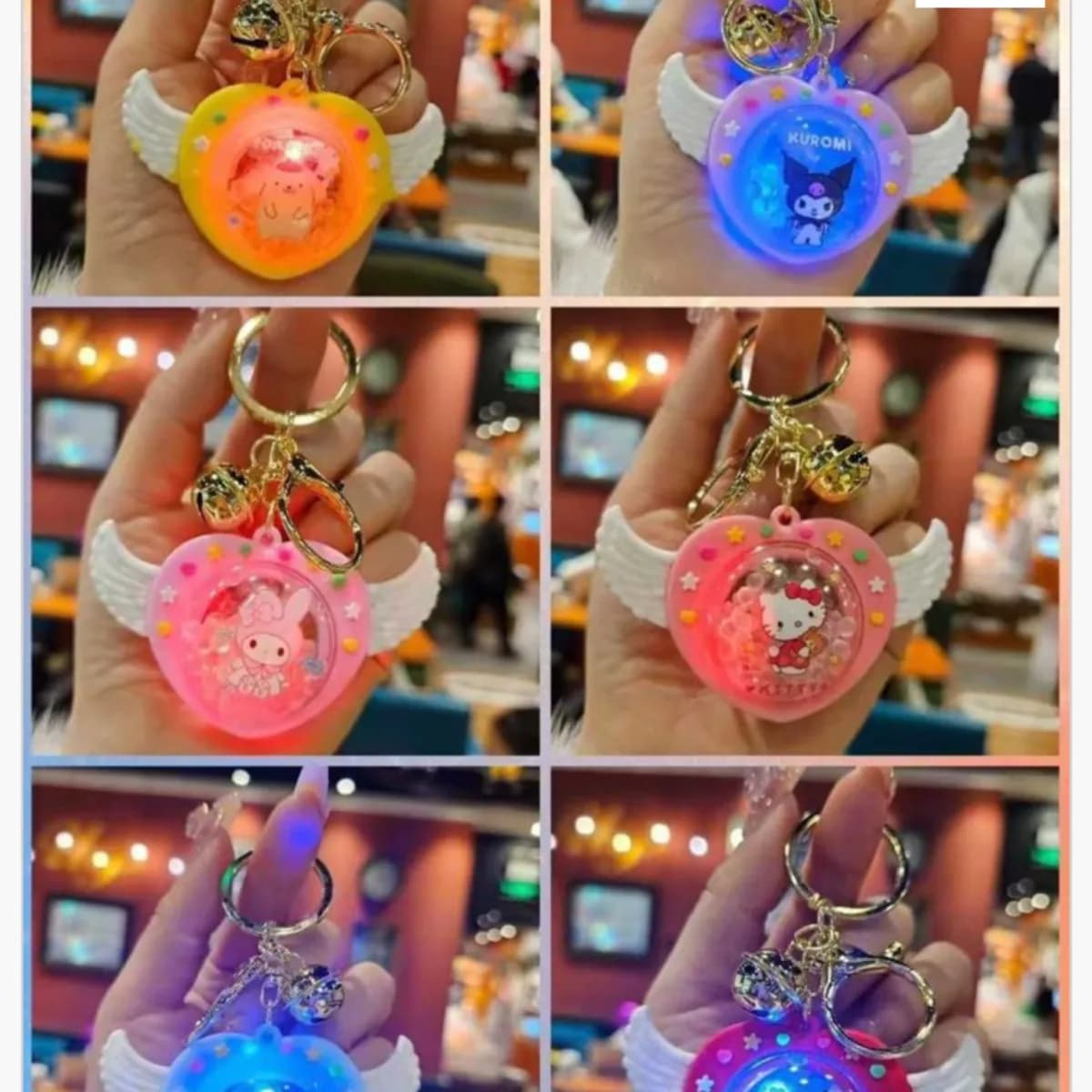 Brelok do Kluczy Serce ze Skrzydłami LED Sanrio Mix 24szt