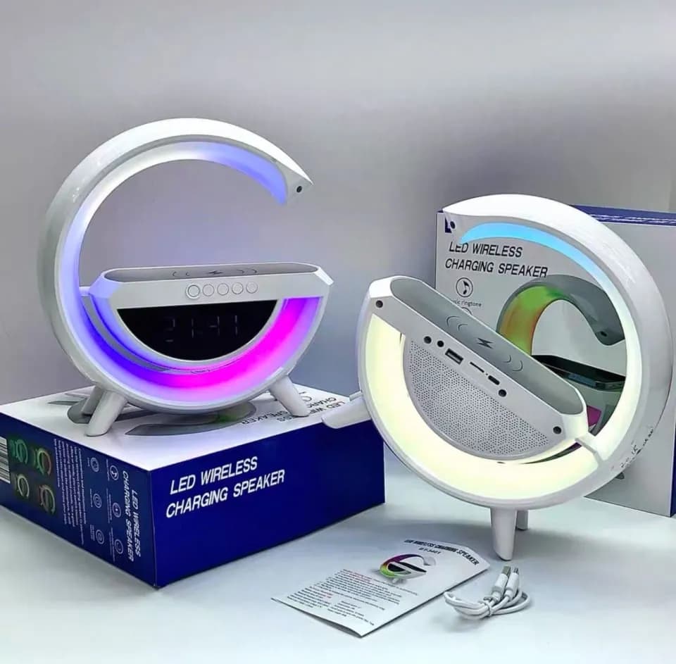 Głośnik z Bluetooth LED RGB Ładowarka Indukcyjna Zegar BT-3401