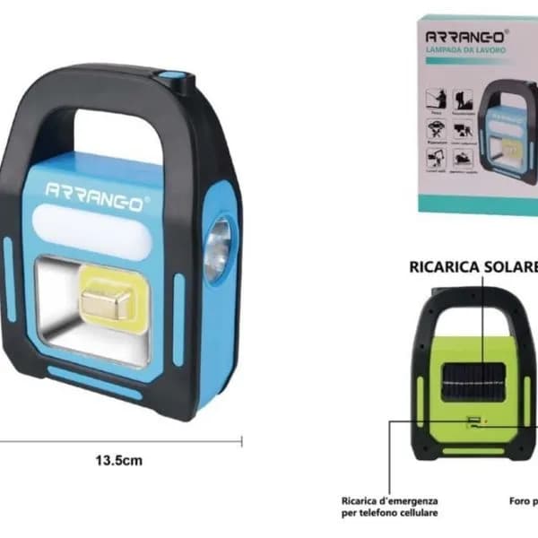 Lampa Solarna Robocza ARRANGE-O 18,5x13,5cm USB Powerbank 6szt
