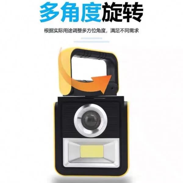 Lampa Solarna Przenośna z Obrotowym Uchwytem i Panelem COB