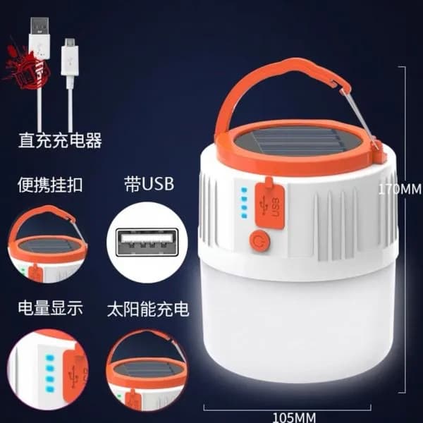 Lampa Solarna LED 170x105mm z USB i Wskaźnikiem Baterii, 6 szt.