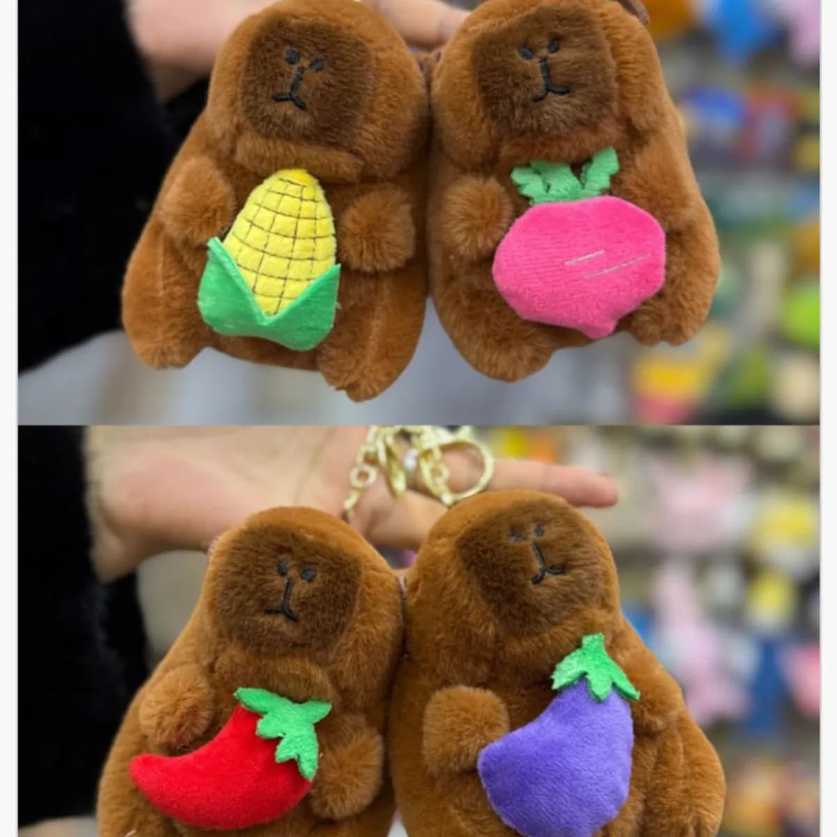 Brelok do Kluczy Kapibara Pluszowa z Warzywami, Mix Wzorów 12szt