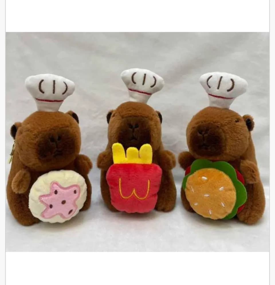 Brelok Kapibara Pluszowa Kucharz z Jedzeniem 12 szt.