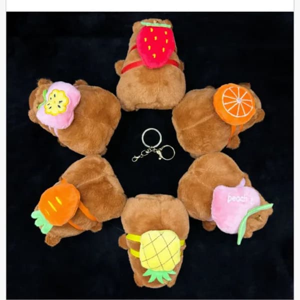 Brelok do Kluczy Kapibara z Plecakiem Owocowym Pluszowy 12 szt.
