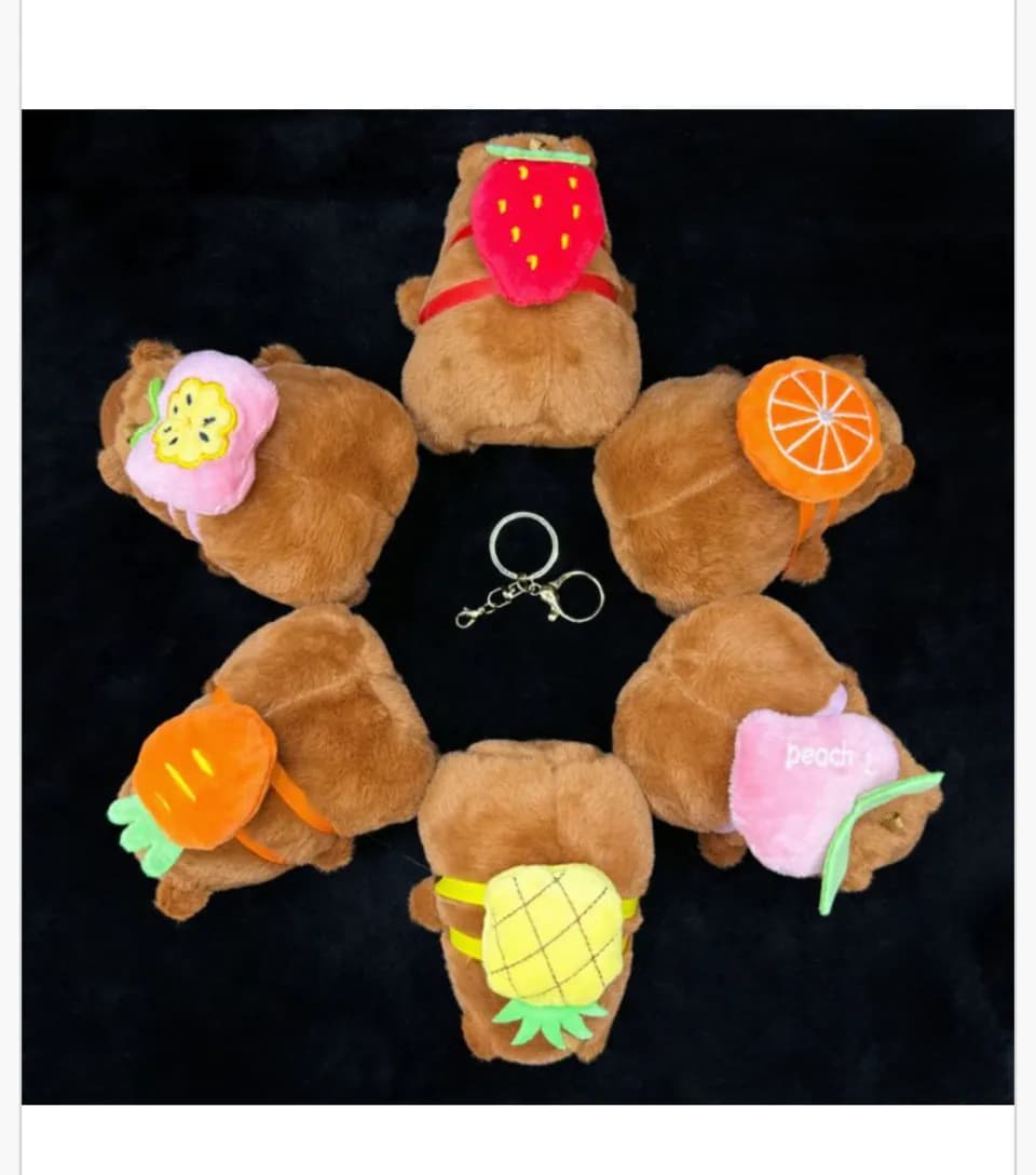 Brelok do Kluczy Kapibara z Plecakiem Owocowym Pluszowy 12 szt.