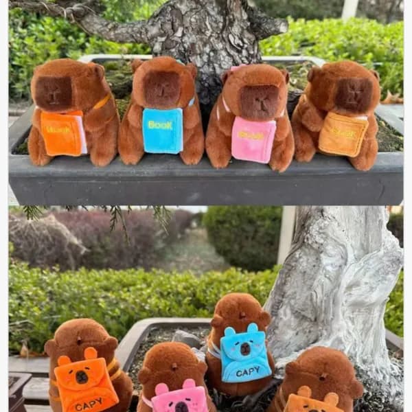 Brelok do Kluczy Kapibara z Plecakiem i Książką, Pluszowy 12szt