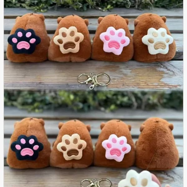 Brelok do Kluczy Kapibara Pluszowa z Odpinaną Łapką, 12 szt.