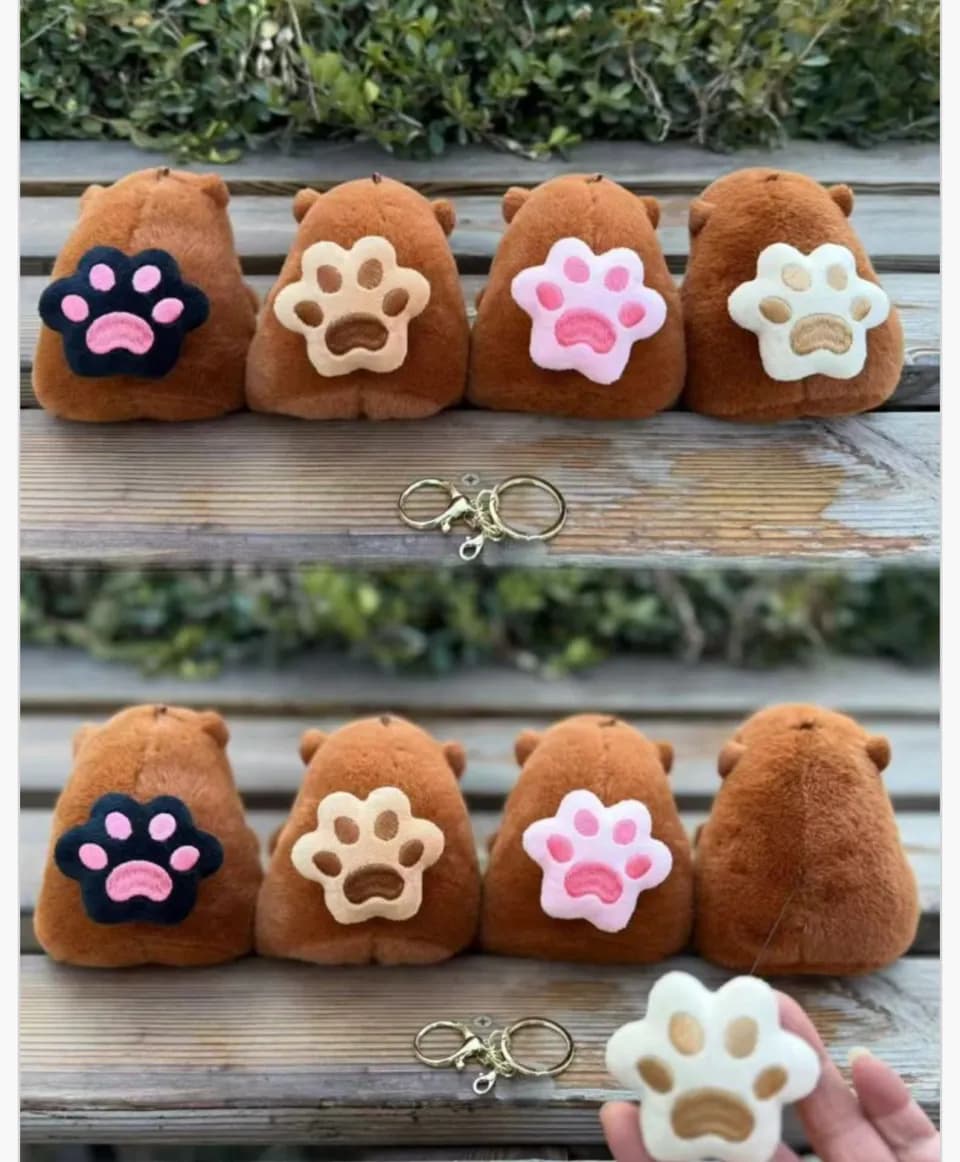 Brelok do Kluczy Kapibara Pluszowa z Odpinaną Łapką, 12 szt.
