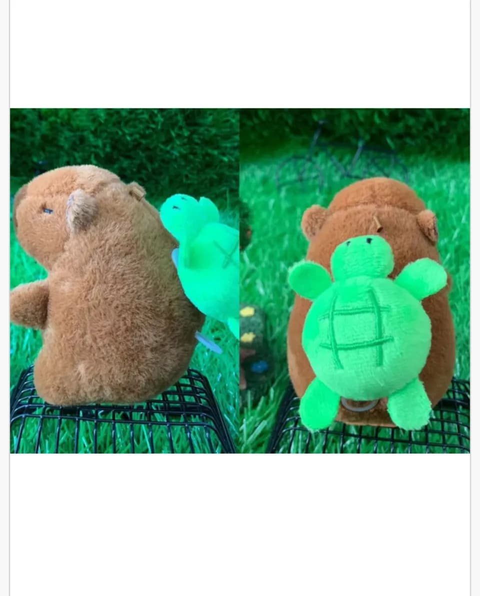 Brelok do Kluczy Kapibara z Żółwiem na Plecach, Pluszowy