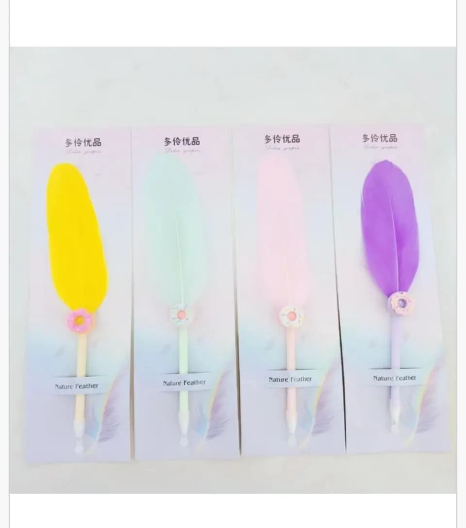 Długopis z Piórem i Donutem Nature Feather, Mix Kolorów, 12 szt.