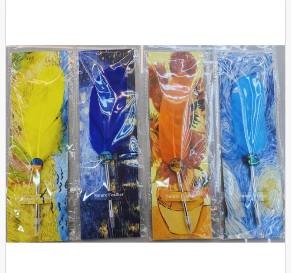 Długopis z piórem Nature Feather - motyw malarski, mix kolorów