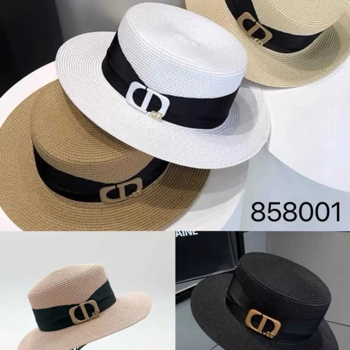 Kapelusz Damski Słomkowy z Ozdobną Klamrą Mix Kolorów 12szt