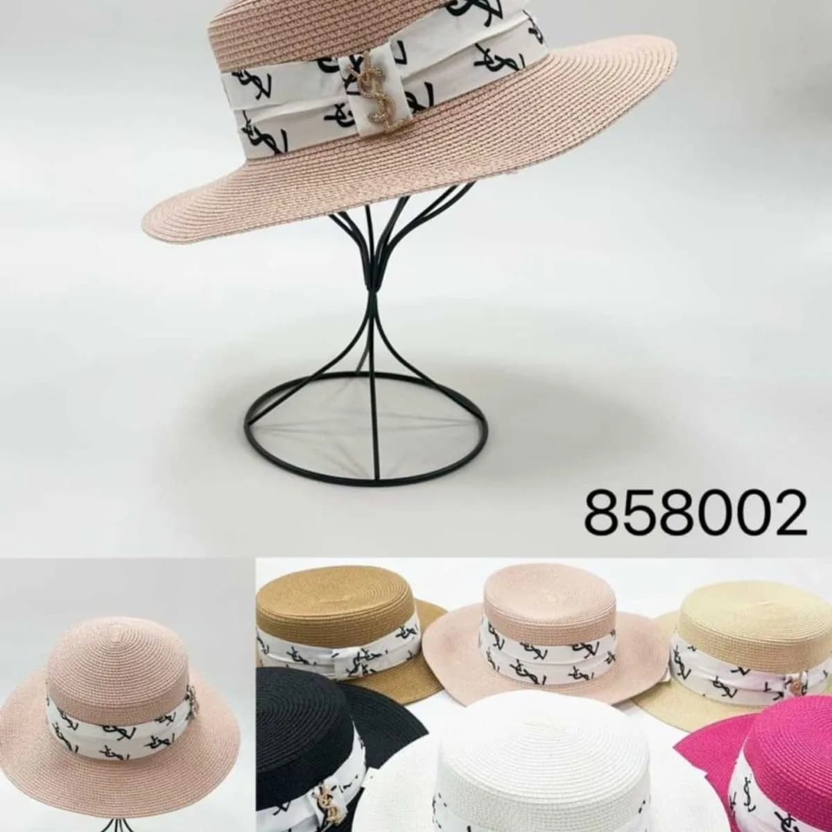 Kapelusz Damski Słomkowy z Wstążką i Broszką Mix 12 szt.