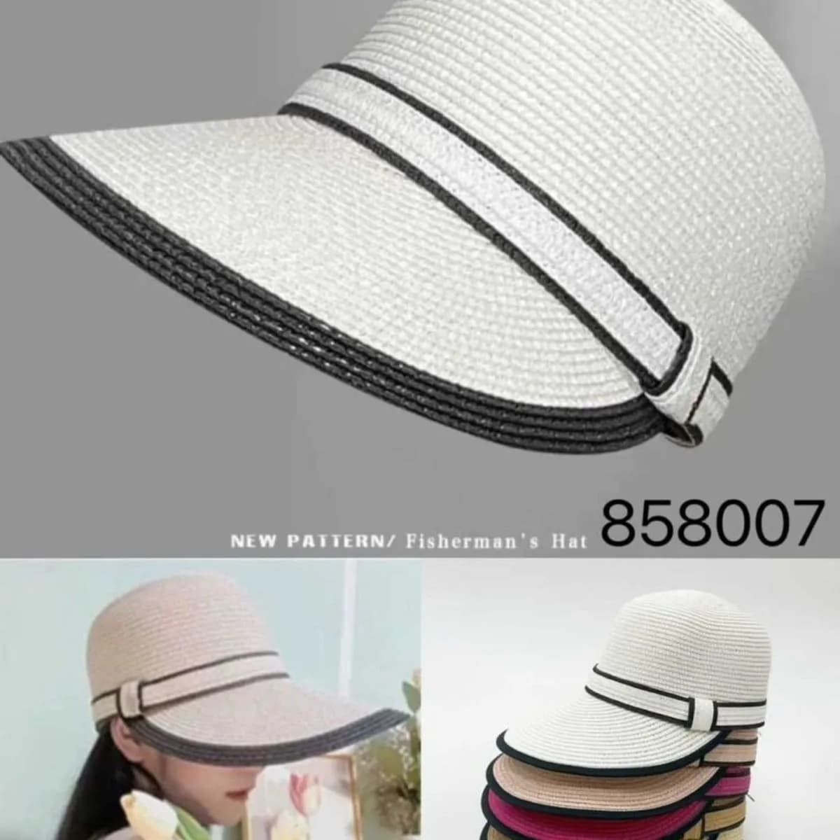 Kapelusz Damski Słomkowy z Daszkiem Mix Kolorów 12szt