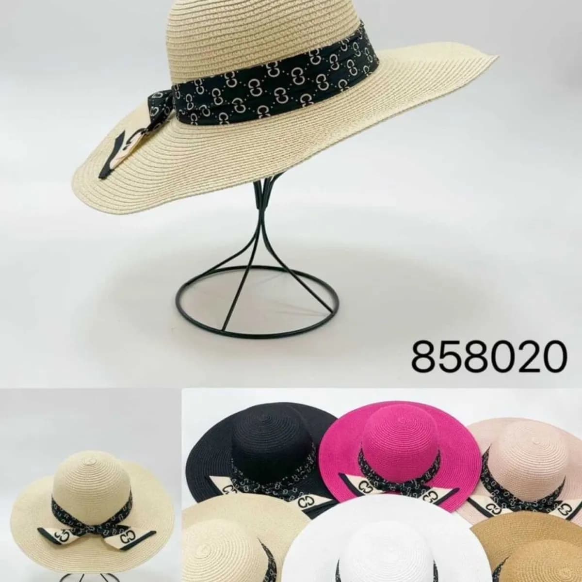 Kapelusz Damski Słomkowy z Wstążką Mix Kolorów 12szt