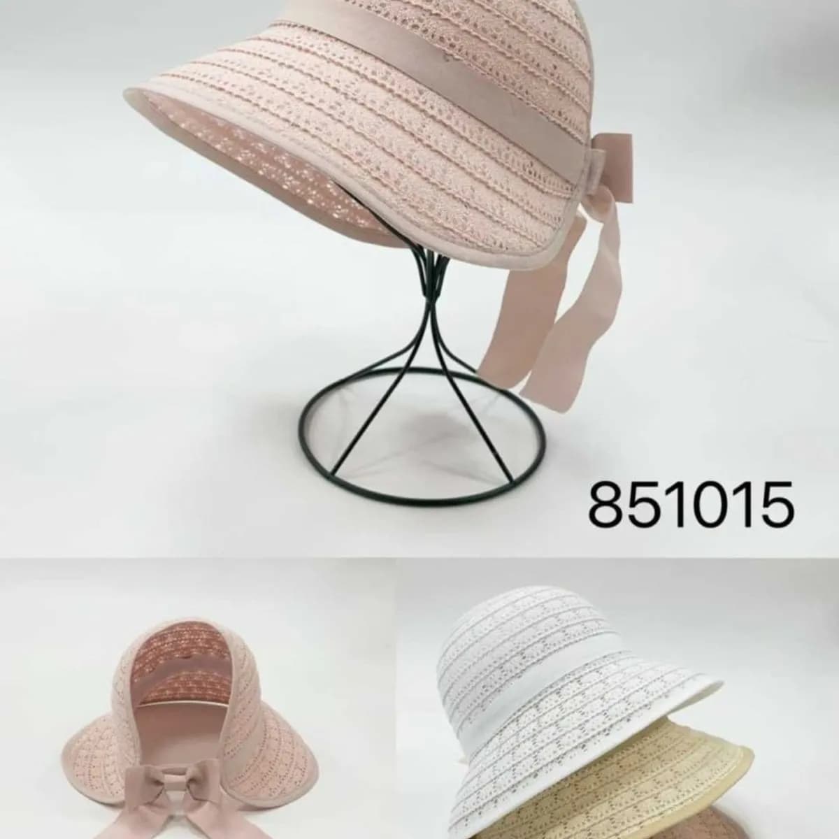 Kapelusz Damski Letni Ażurowy z Kokardą - Mix Kolorów 12 szt.