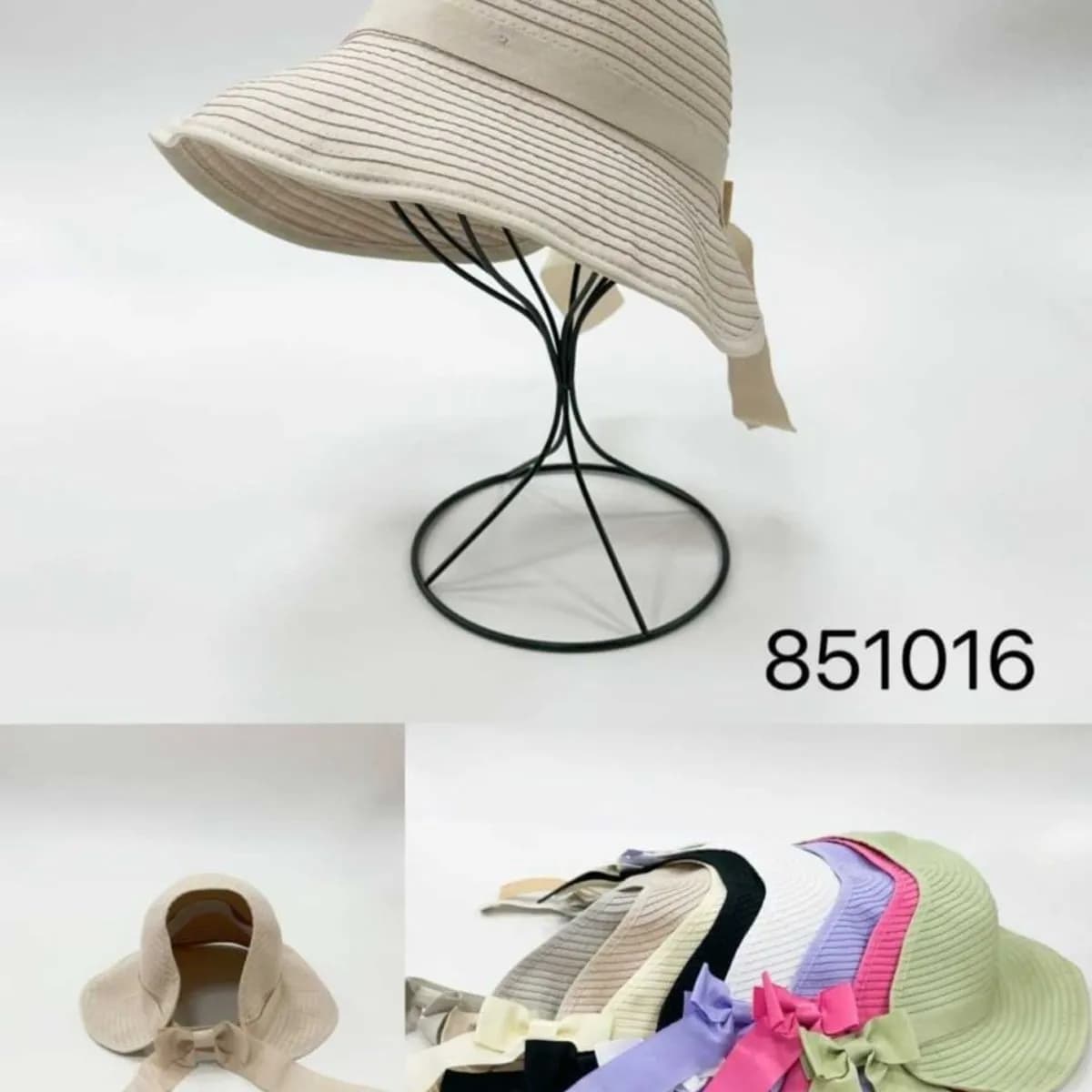 Kapelusz Damski Letni z Kokardą Mix Kolorów 12szt PK17339