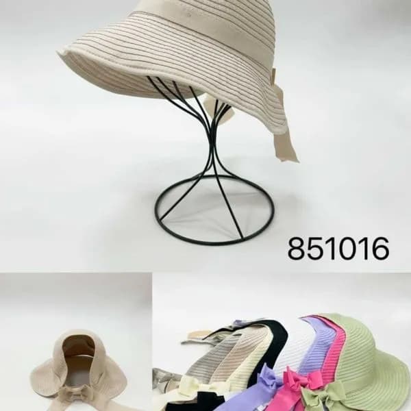 Kapelusz Damski Letni z Kokardą Mix Kolorów 12szt PK17339