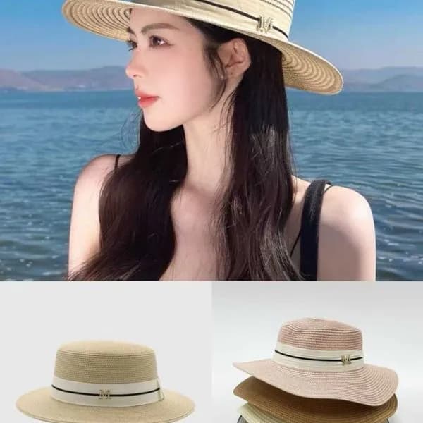 Kapelusz Damski Słomkowy z Ozdobną Literą M - Mix Kolorów 12szt