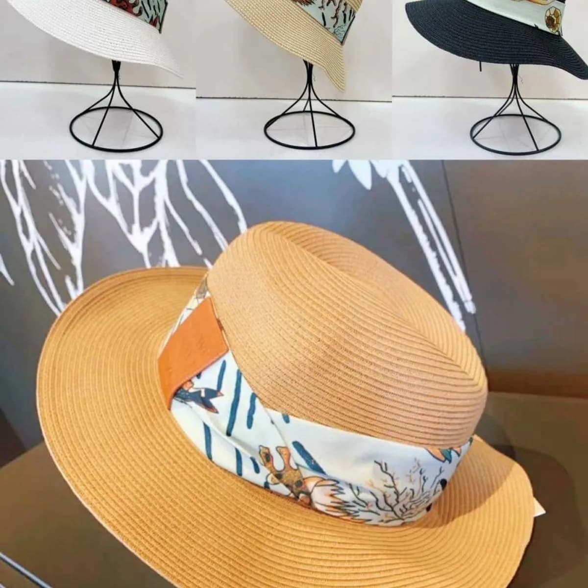 Kapelusz Damski Słomkowy z Wstążką Mix Kolorów 12 szt.