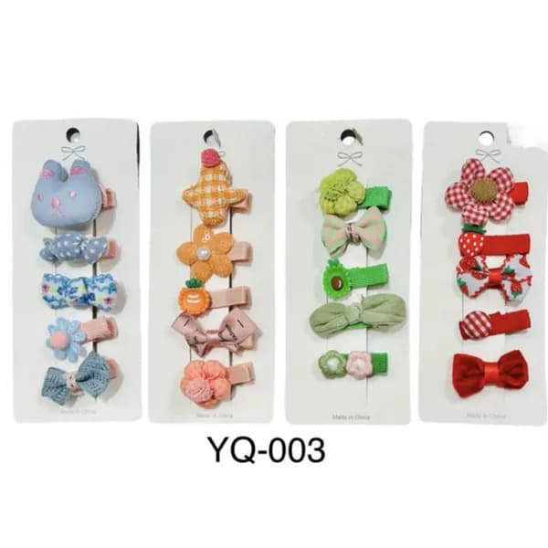 Zestaw 5 Spinek do Włosów Dziecięcych Materiałowych Wzory 24 szt.