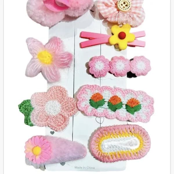 Spinki do Włosów dla Dzieci Zestaw 8 szt. Różowe Kwiaty YQ-007