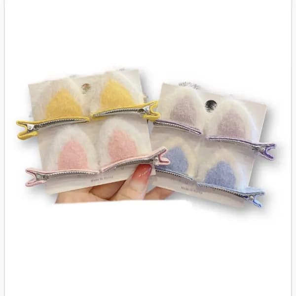 Spinki do Włosów Pluszowe Uszy Kota Pastelowe PK17402 24 szt