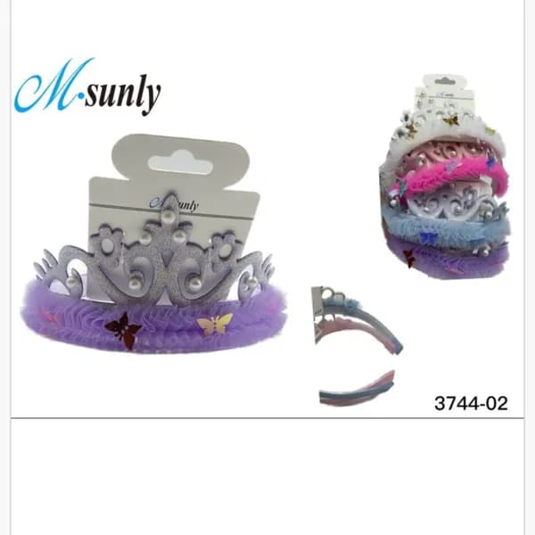 Opaska do włosów korona z perłami i motylkami M-sunly 24 szt.