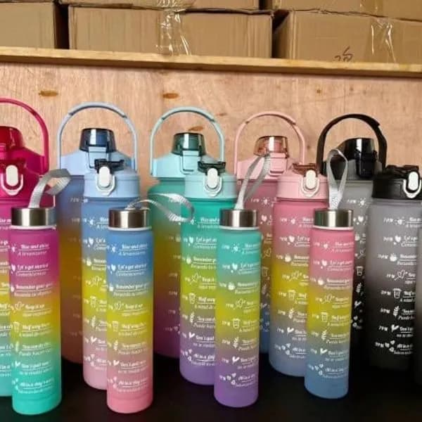 Zestaw 3 Butelek Motywacyjnych Bidon Komplet 3PCS Gradient