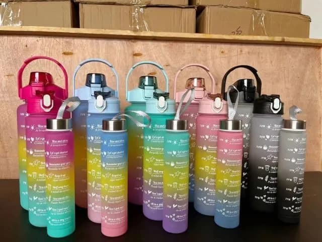 Zestaw 3 Butelek Motywacyjnych Bidon Komplet 3PCS Gradient