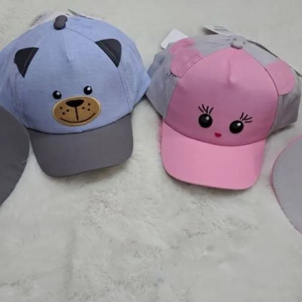 Czapka z daszkiem dla dzieci 46-50cm, wzory zwierzęce z uszami