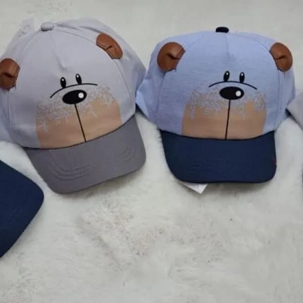 Czapka z daszkiem dla dzieci 46-50cm Miś z uszami