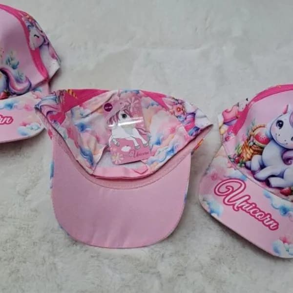 Czapka z daszkiem dla dzieci 52-54cm Różowa Jednorożec Unicorn