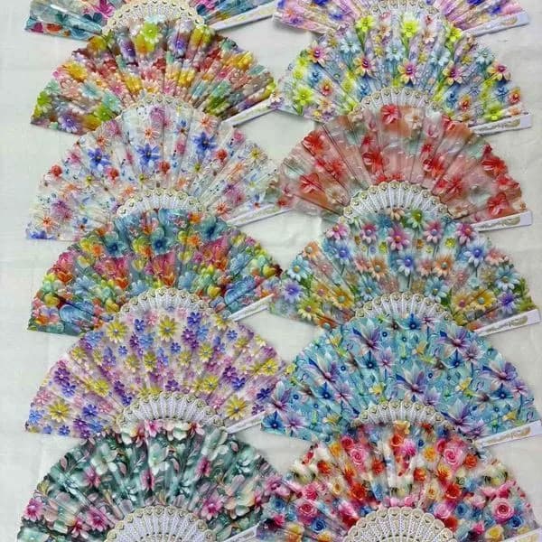 Wachlarz Chinki składany, wzory kwiatowe - 24 szt. Mix