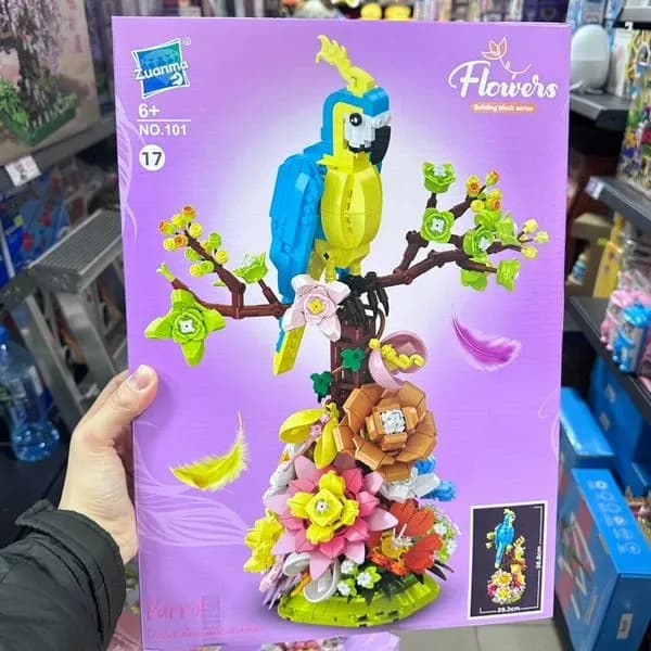 Klocki Kwiaty Papuga Parrot Zuanma NO.101, Dekoracja 38.8cm