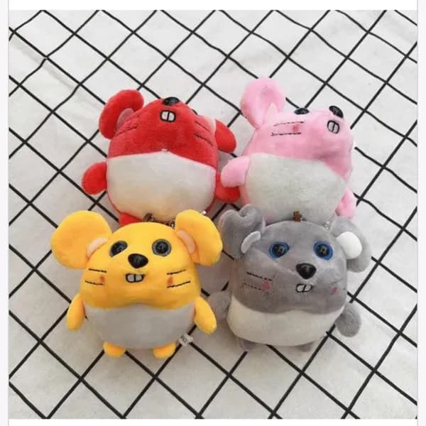 Brelok do Kluczy Pluszowy Myszka Chomik Mix Kolorów 12szt