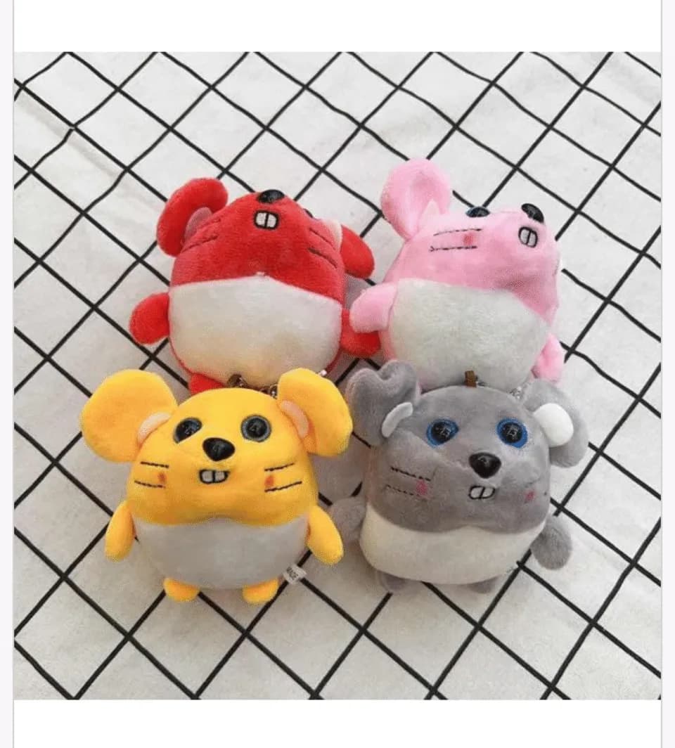 Brelok do Kluczy Pluszowy Myszka Chomik Mix Kolorów 12szt