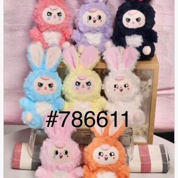 Brelok do Kluczy Pluszowy Królik Mix Kolorów 12 szt.