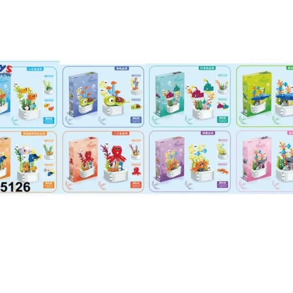 Klocki Kwiaty - Zestaw Podwodny Świat, Zwierzęta Morskie 6 szt