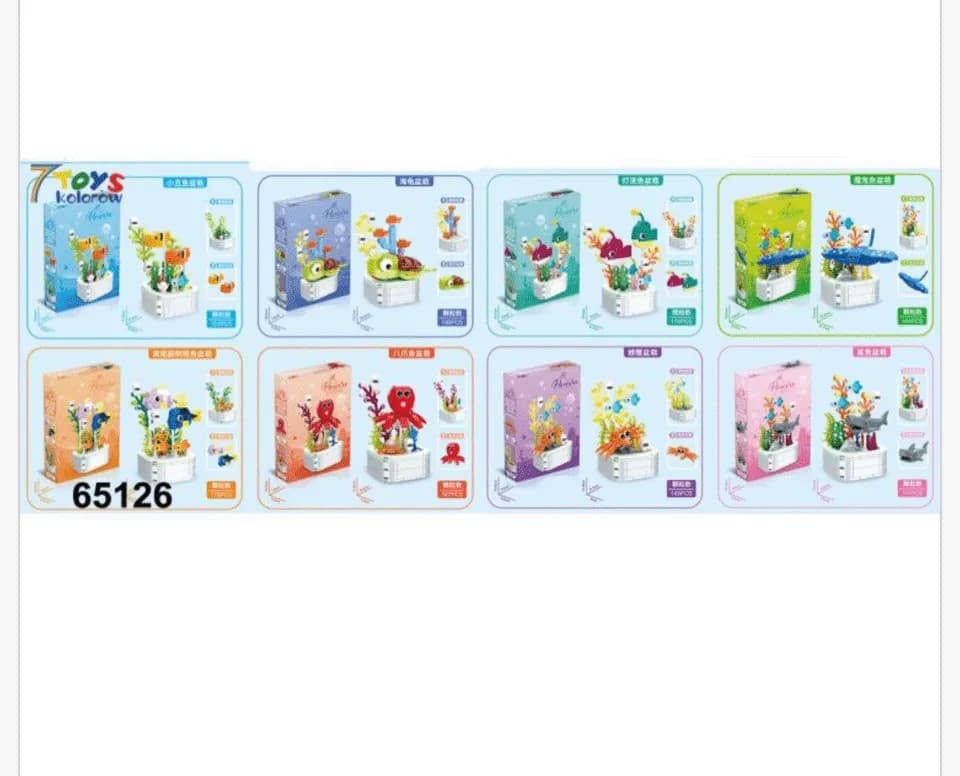 Klocki Kwiaty - Zestaw Podwodny Świat, Zwierzęta Morskie 6 szt